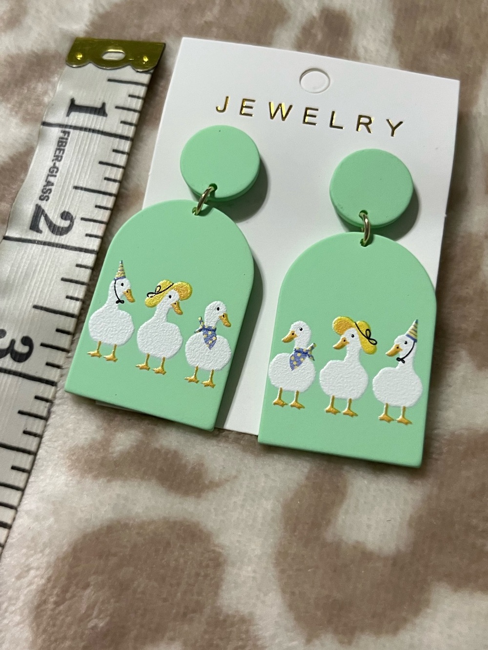 Kids Mint Green Duck Earrings by